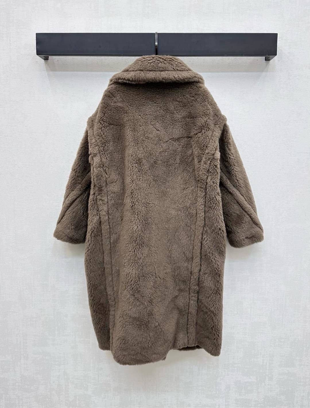 Teddy Bear Icon Coat – Double-Breasted Plush Alpaca, and Silk Blend Cocoon Overcoat