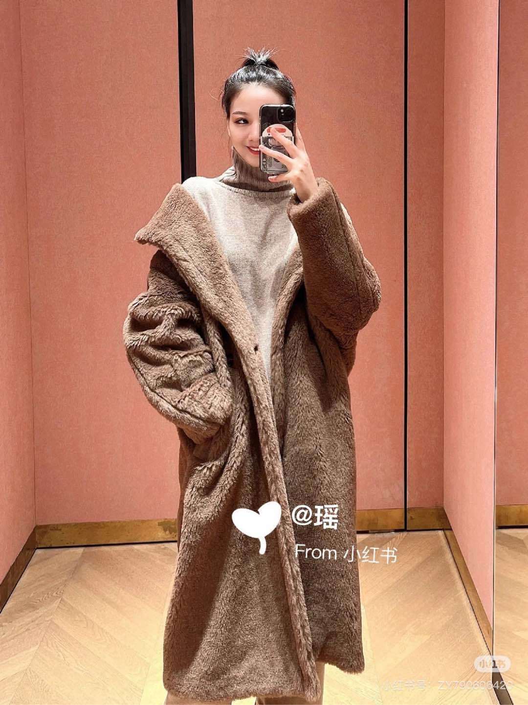 Teddy Bear Icon Coat – Double-Breasted Plush Alpaca, and Silk Blend Cocoon Overcoat