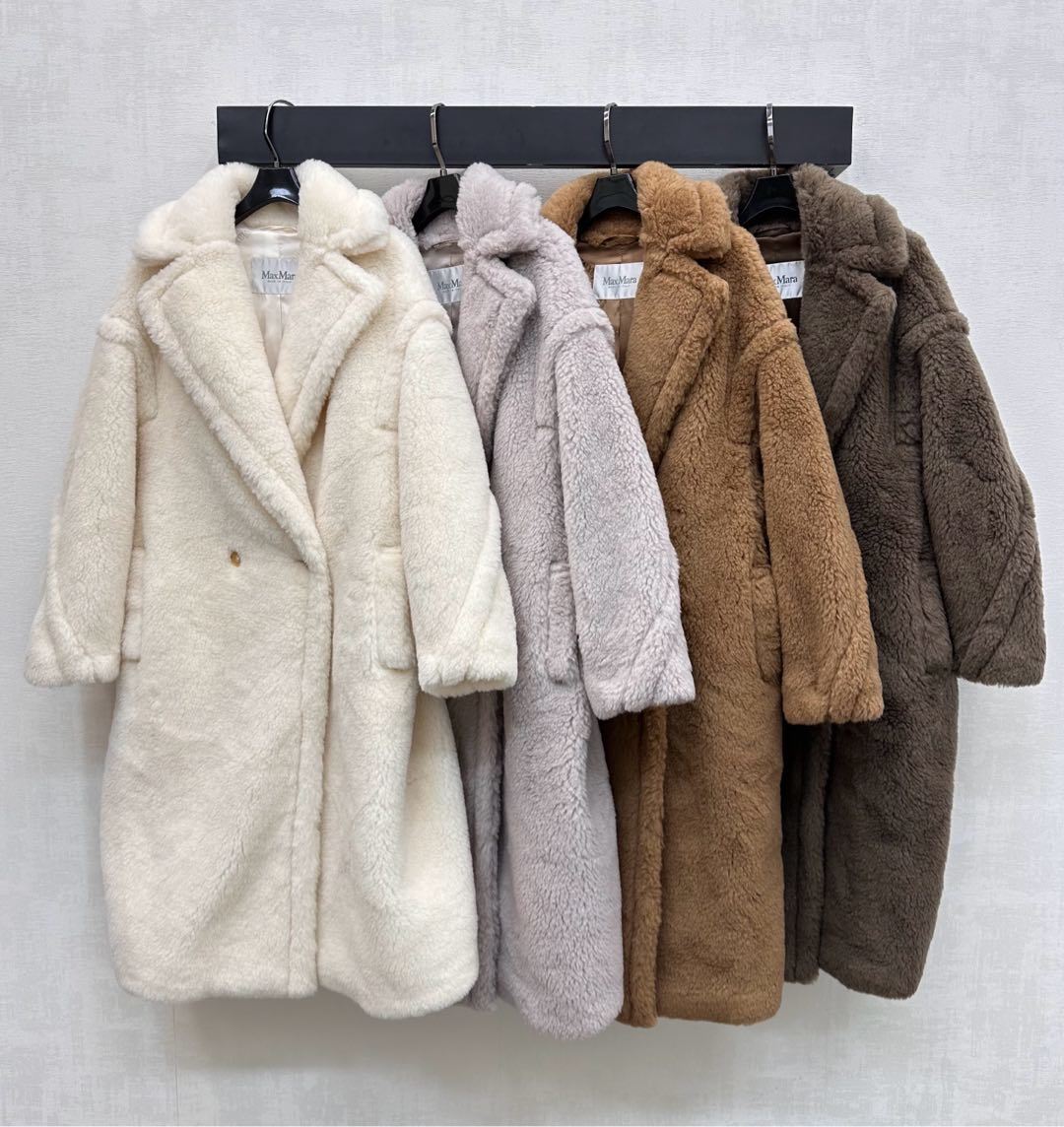 Teddy Bear Icon Coat – Double-Breasted Plush Alpaca, and Silk Blend Cocoon Overcoat