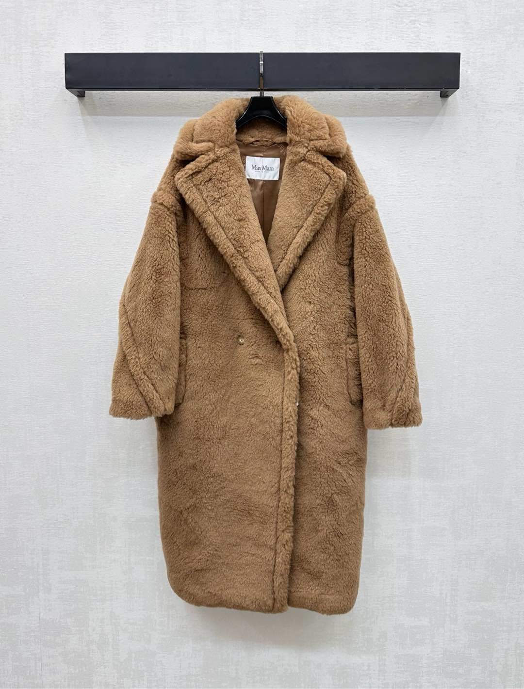 Teddy Bear Icon Coat – Double-Breasted Plush Alpaca, and Silk Blend Cocoon Overcoat