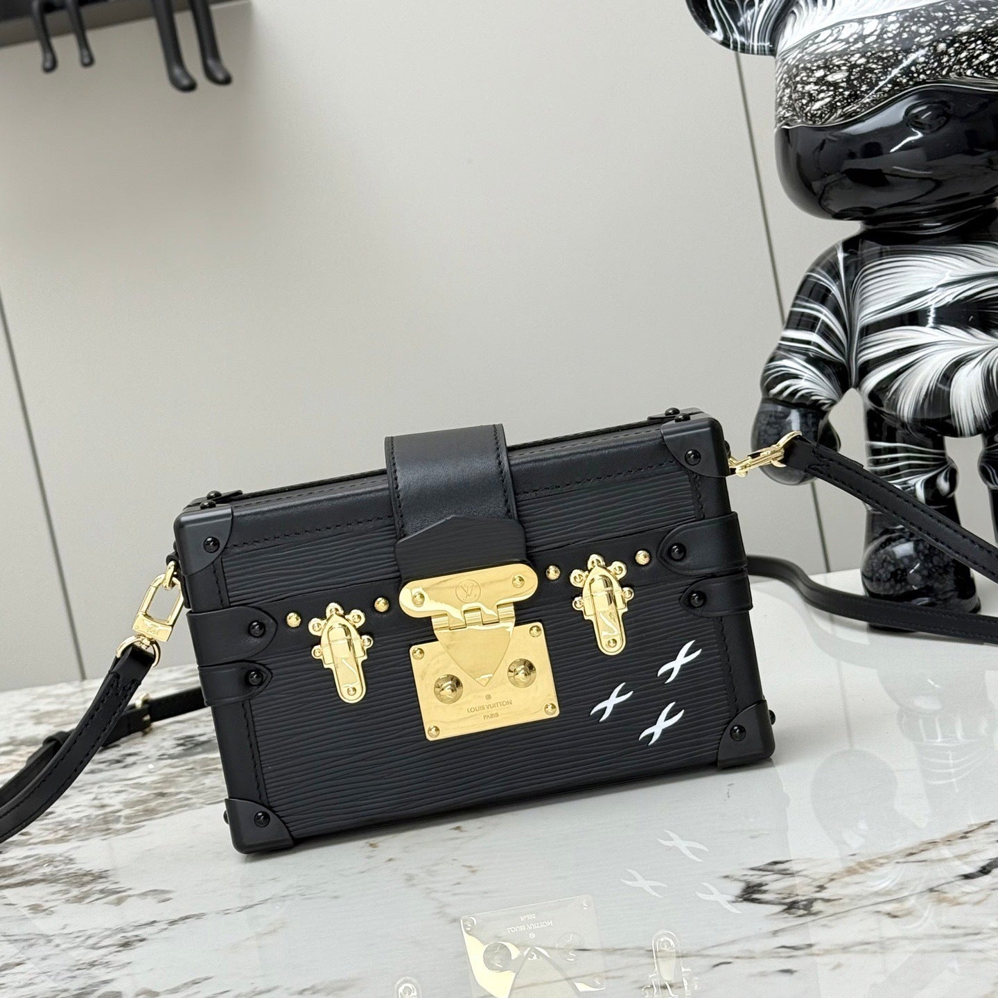 Petite Malle Trunk Bag – Black Epi Leather with Gold Hardware