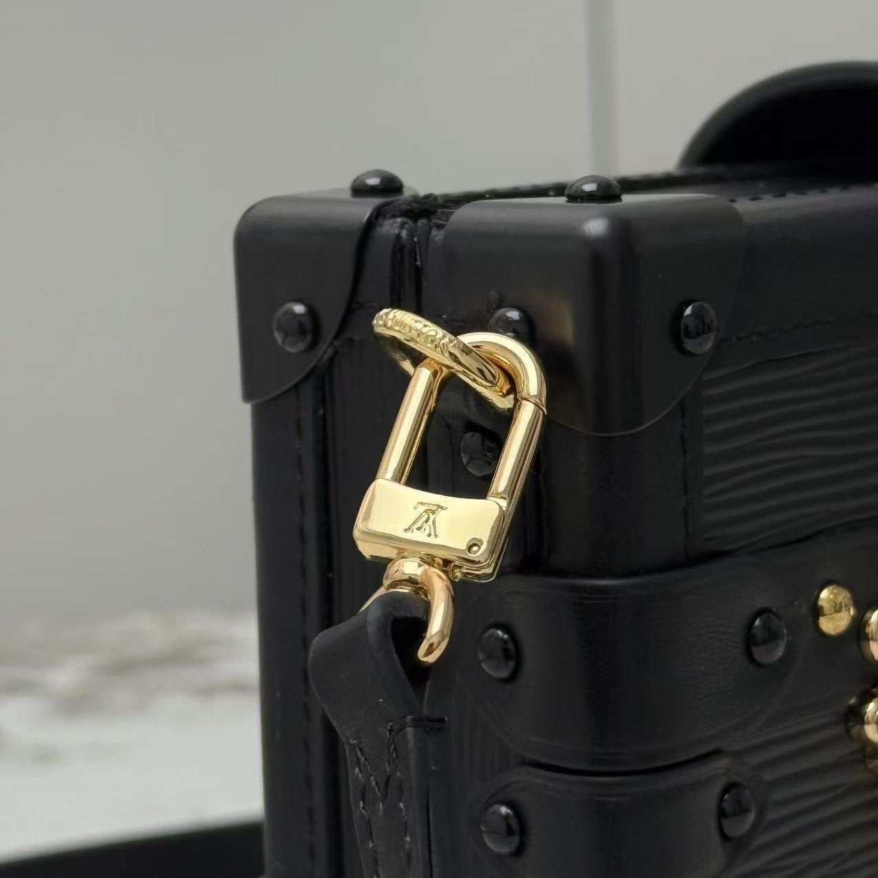 Petite Malle Trunk Bag – Black Epi Leather with Gold Hardware