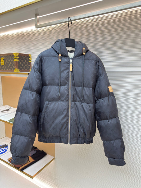 Tonal Monogram Hooded Down Puffer Jacket
