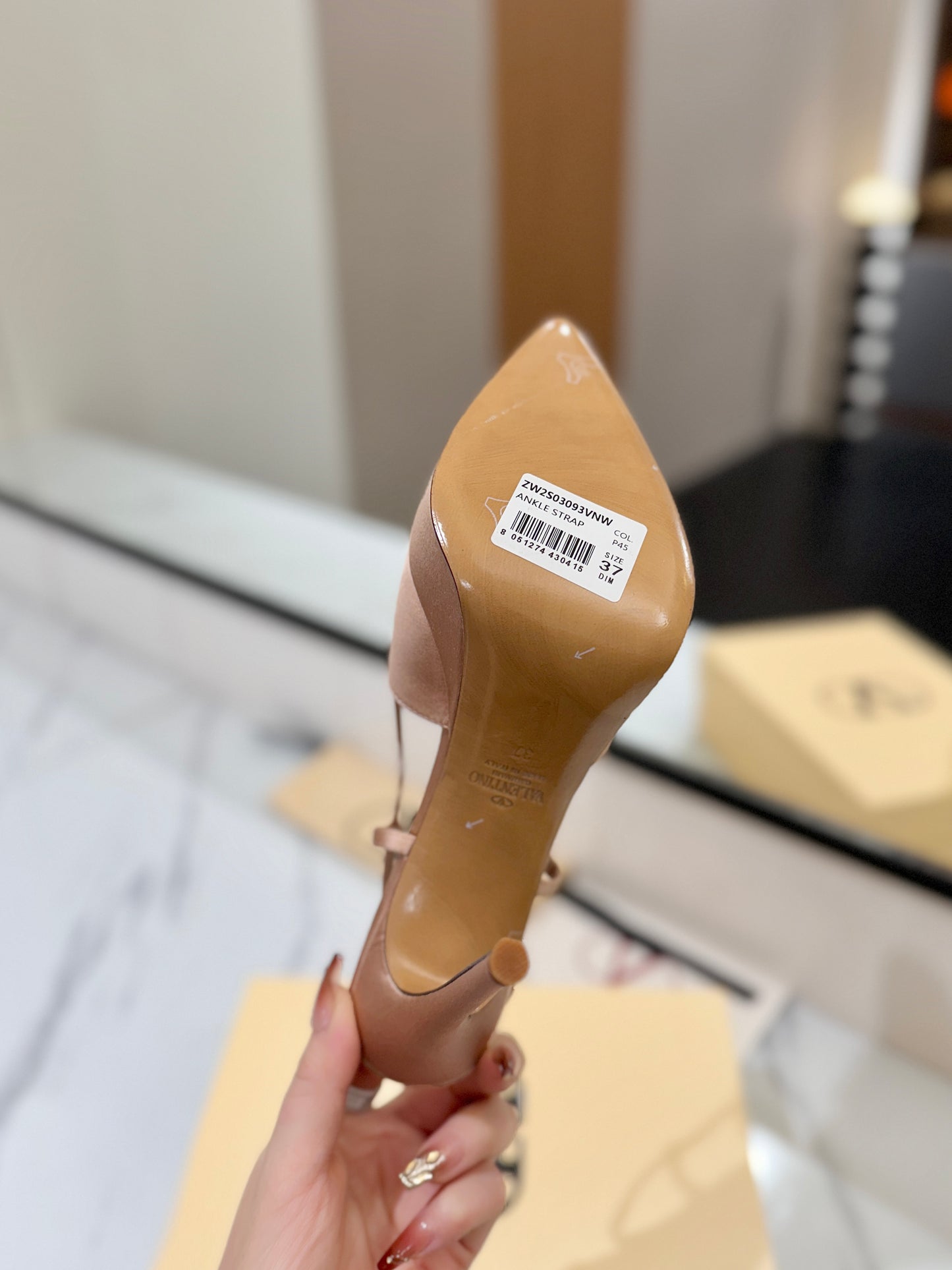 VLogo Signature Platform Slingback Pumps – Champagne Beige Silk Satin Almond-Toe