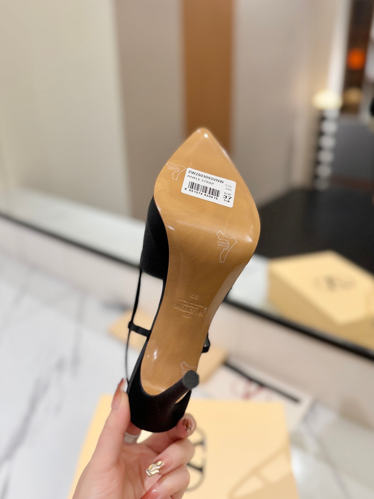 VLogo Signature Platform Slingback Pumps – Midnight Black Silk Satin Almond-Toe Heels