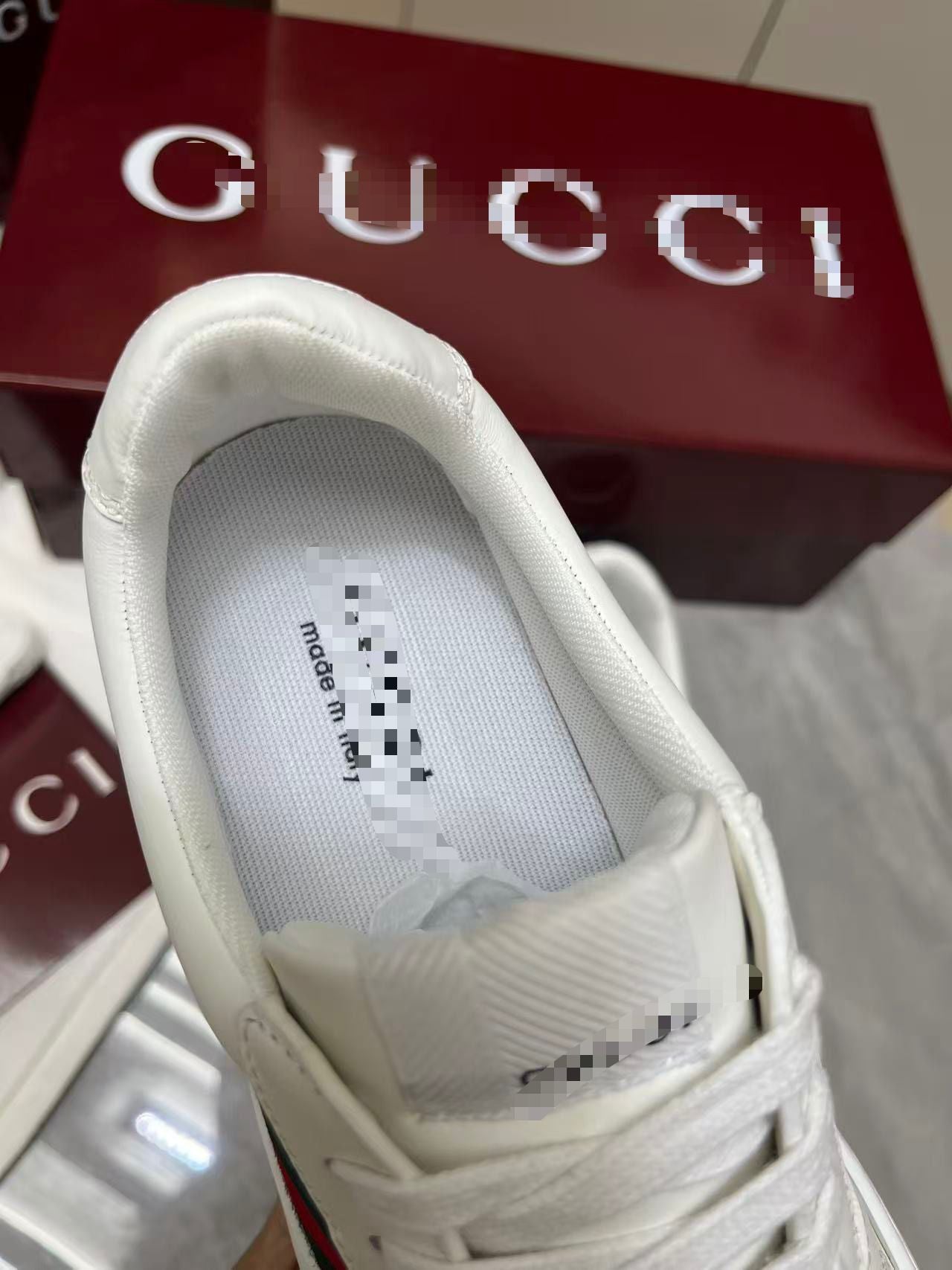 Chunky B Leather Platform Sneakers - White with Web Stripe