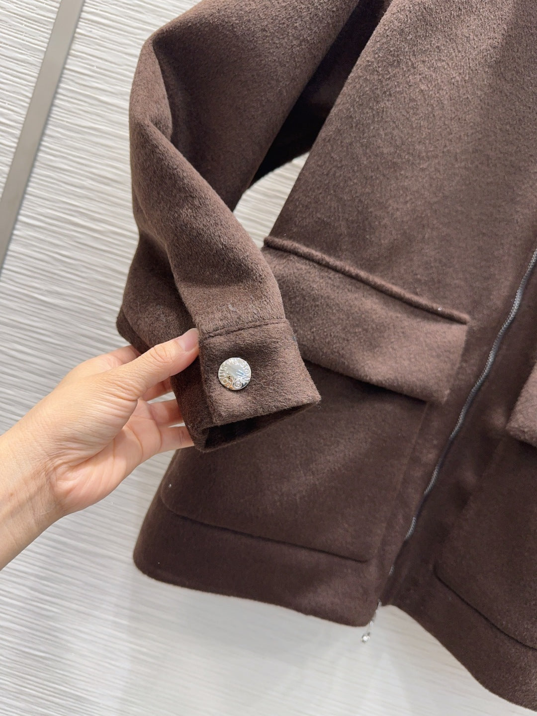 Wool-Blend Workwear L V Blouson – Tobacco Brown with Shearling Collar