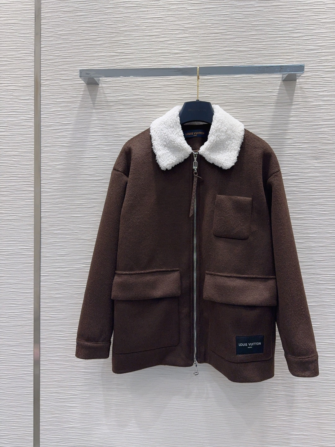 Wool-Blend Workwear L V Blouson – Tobacco Brown with Shearling Collar