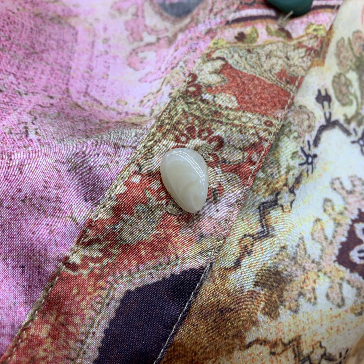 Tallow Relaxed Silk Shirt – Multi-Color Baroque Ombré Twill Silk Blouse