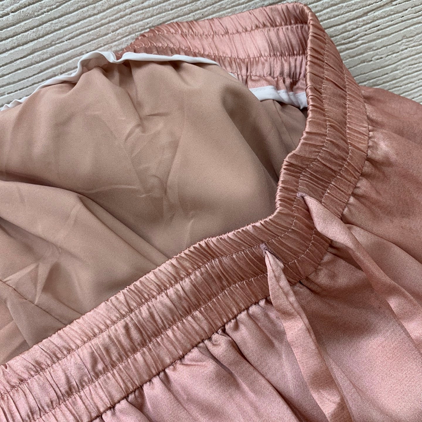 Luminary Silk Two-Piece Set – Muted Rosewater Pink Habotai Silk Tunic and Sweeping Wide-Leg Trousers with Botanical Bird Print