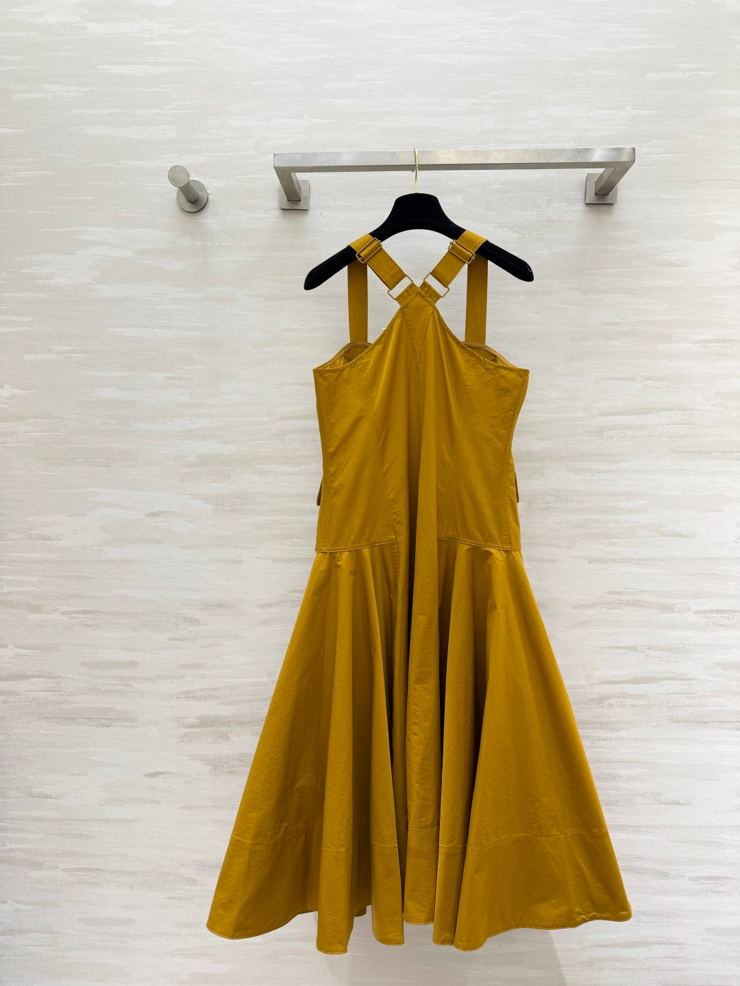 Zimm Master Cargo Midi Dress – Spiced Mustard Cotton Canvas Pinafore Dress
