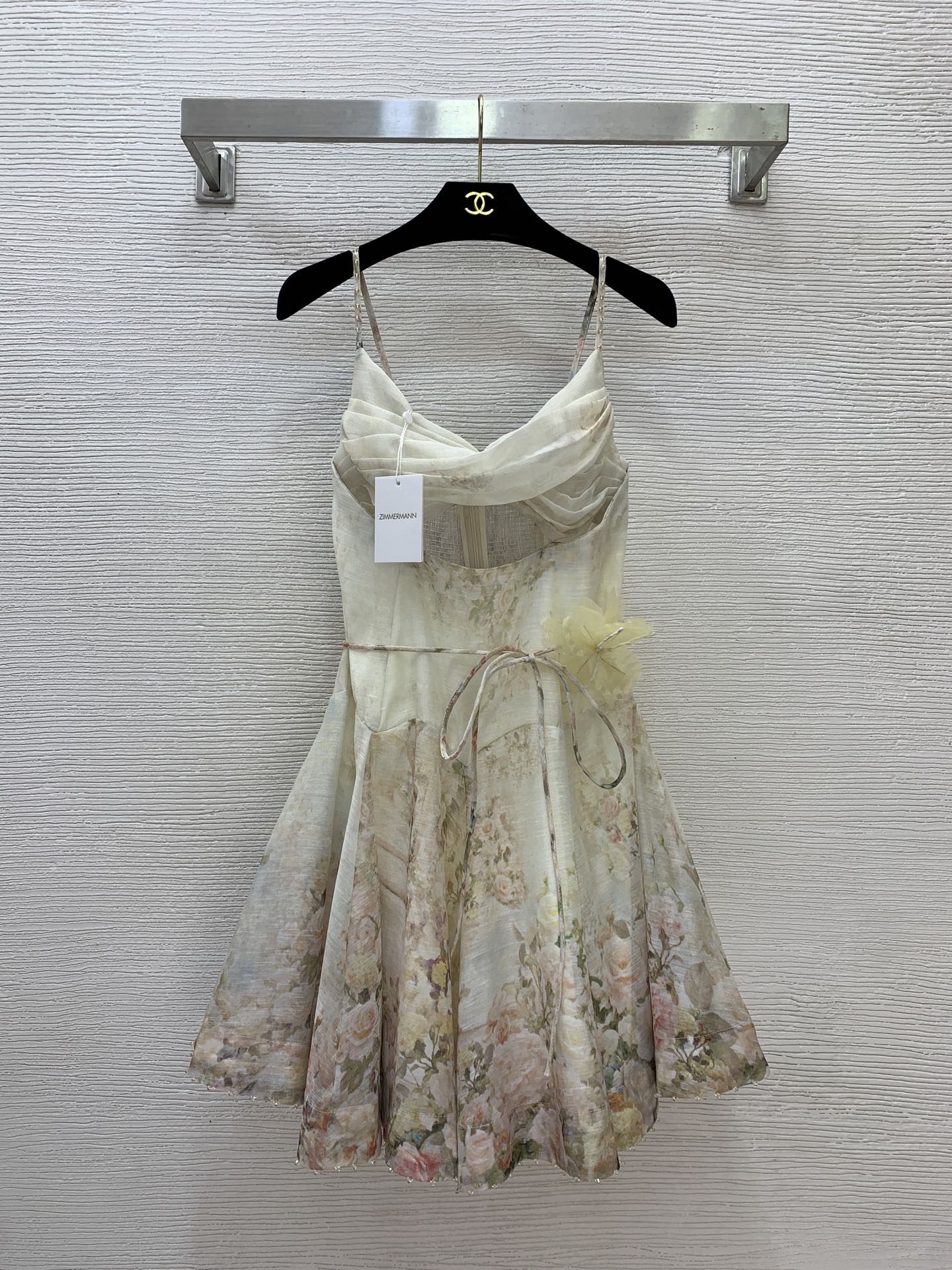 Draped Mini Dress – Vintage Cream and Butter-Yellow Linen-Silk Gown