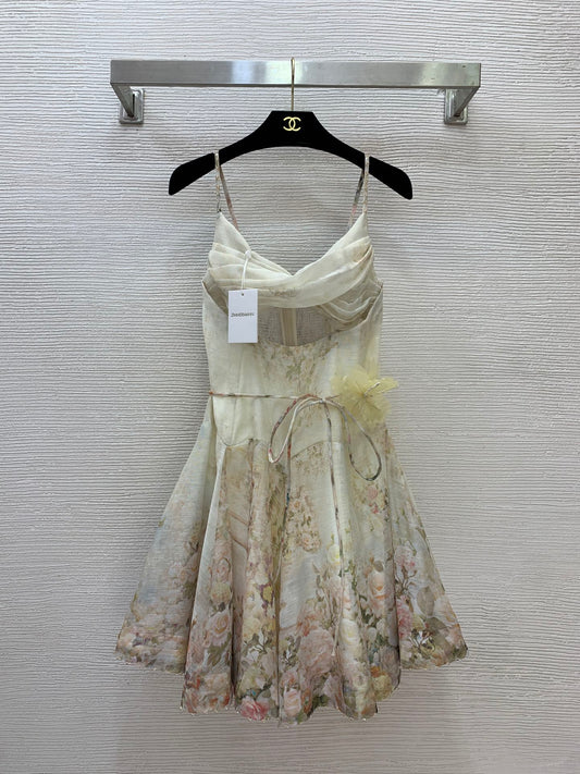 Draped Mini Dress – Vintage Cream and Butter-Yellow Linen-Silk Gown