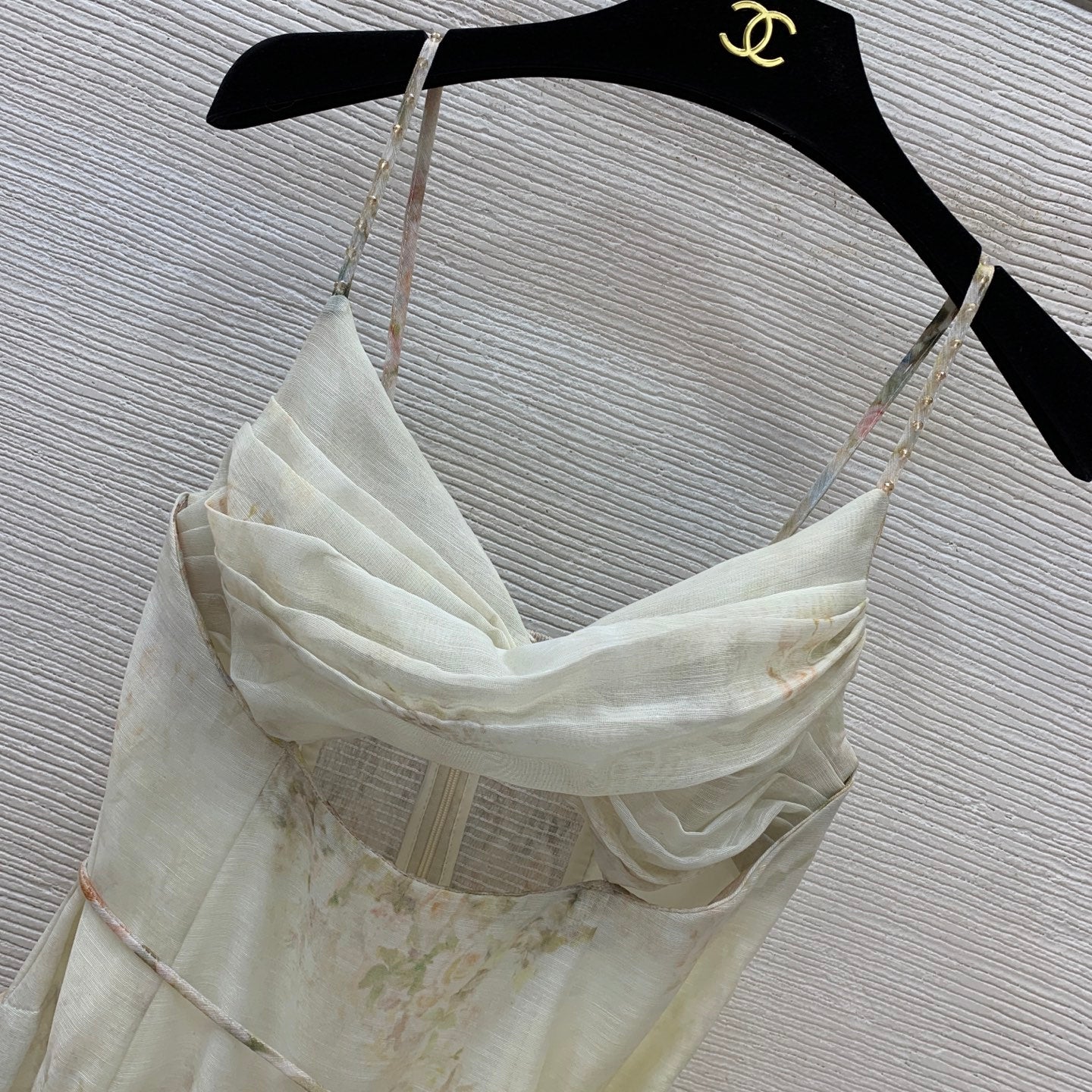 Draped Mini Dress – Vintage Cream and Butter-Yellow Linen-Silk Gown