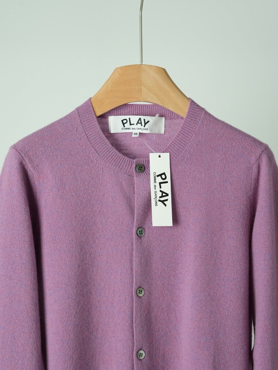 Crewneck Knit Cardigan – Lavender-Purple Heathered Wool Knit Sweater