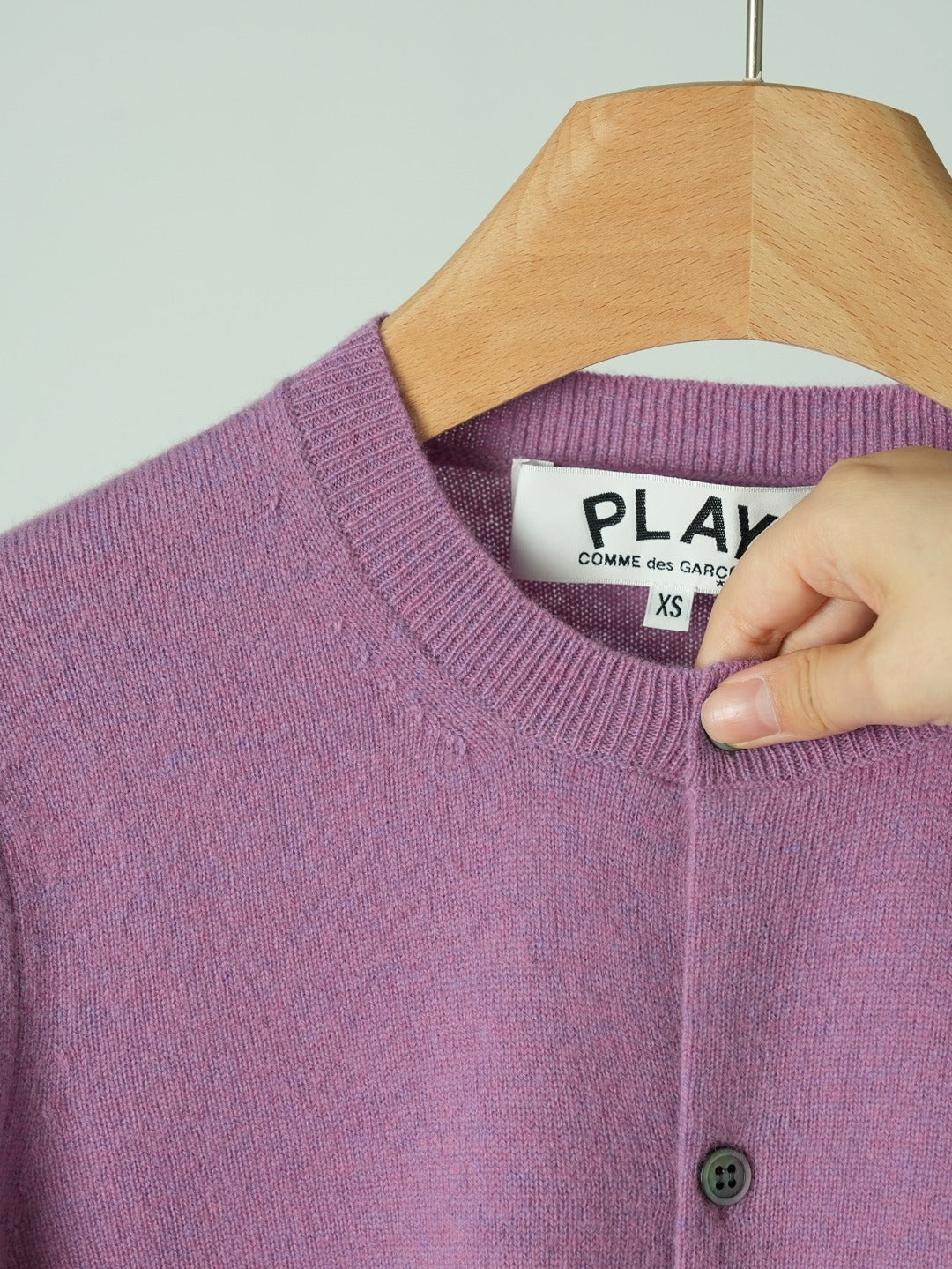 Crewneck Knit Cardigan – Lavender-Purple Heathered Wool Knit Sweater